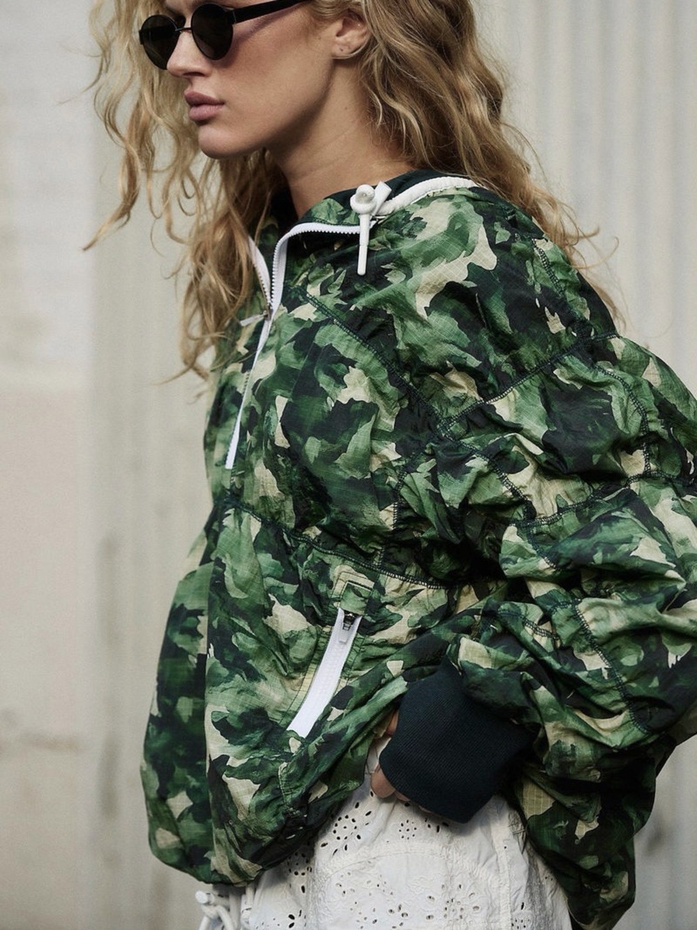 Free People Happy Camper Pullover Windbreaker Jacket Athletic Camo Women Medium